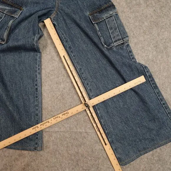 Self-Portrait Jeans Womens 26x32 (Actual 26x28)‎ Baggy Wide Leg Cargo High Rise